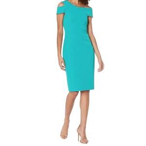 Ted Baker Yandal Asymmetric Cold-Shoulder Dress teal size 5 (US 12)